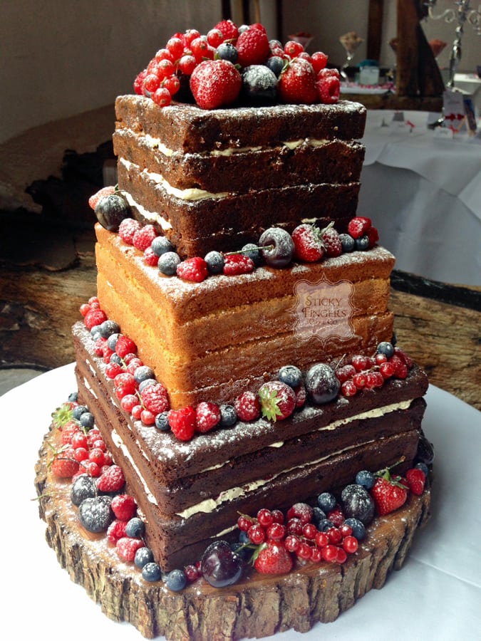 Naked Wedding Cake Sudbury Suffolk – Smeetham Hall Barn, 30th July 2015