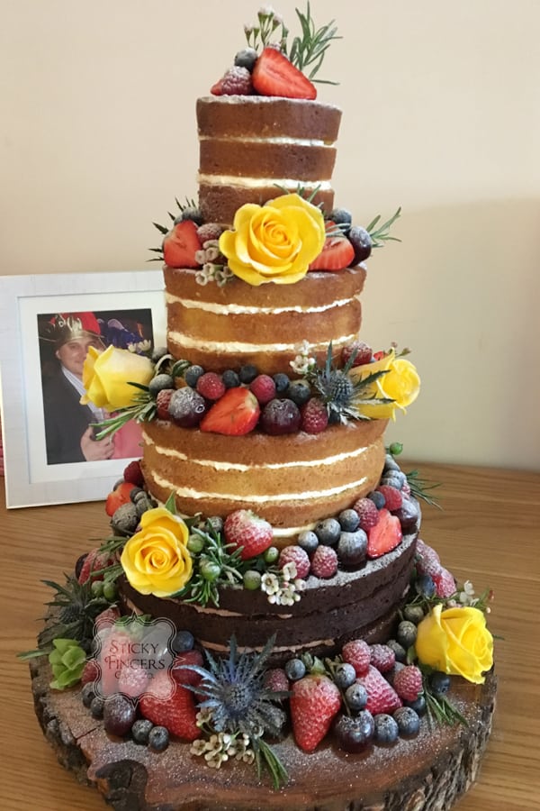 4 Tier Naked Wedding Cake, Leigh on Sea, Essex. Saturday 10th June 2017