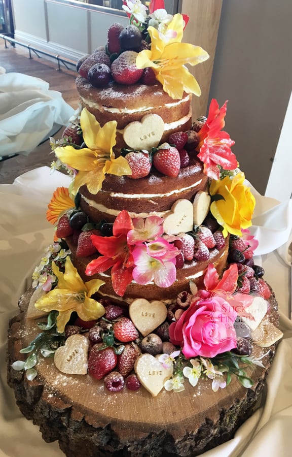 3 Tier Naked Wedding Cake, Southend, Essex – Roslin Beach Hotel, 20th May 2017