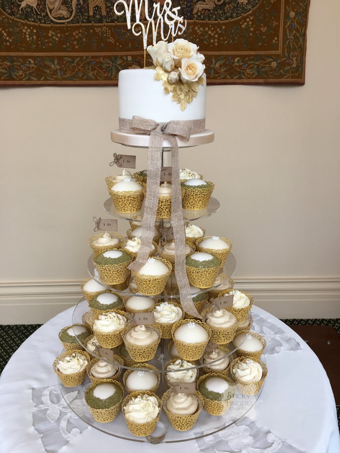 Rustic Cupcake Tower and Cutting Cake, Rochford, Essex. The Lawn, 24th June 2017
