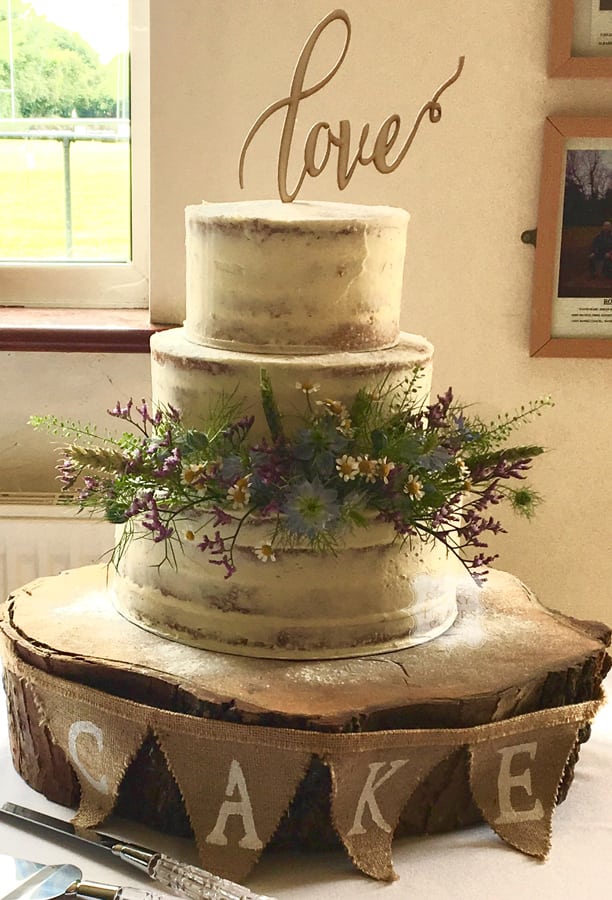 3 Tier Semi Naked Wedding Cake, Rochford, Essex. Rochford Rugby Club, 30th June 2017