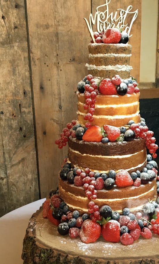 4 Tier Naked Wedding Cake, Ongar, Essex – Blake Hall, 14th August 2017