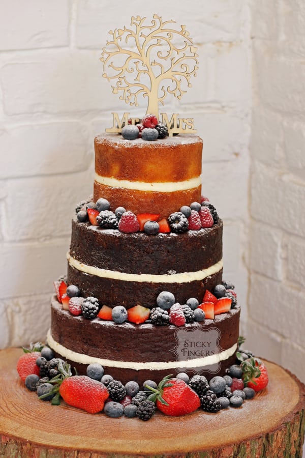 3 Tier Naked Wedding Cake, Rayleigh – The Old Parish Rooms, 4th May 2018