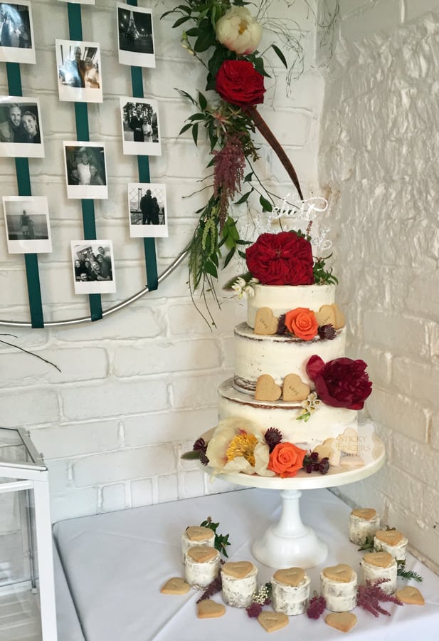 3 Tier Semi-Naked Wedding Cake, Rayleigh – The Old Parish Rooms, 27th May 2018