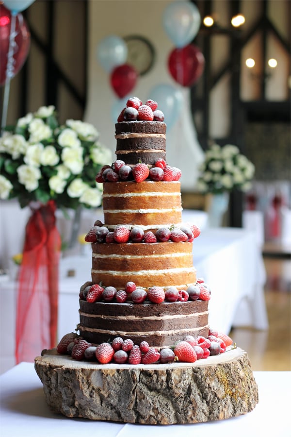 4 Tier Naked Wedding Cake, Romford – Maylands Golf and Country Club, 9th June 2018