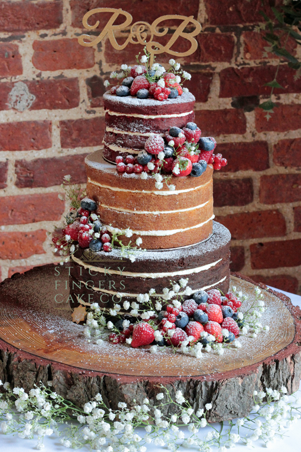 3 Tier Naked Wedding Cake, Leez Priory Chelmsford, 3rd September 2018