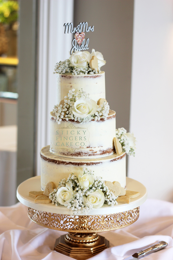 3 Tier Semi Naked Wedding Cake, Southend-on-Sea, 23rd August 2018