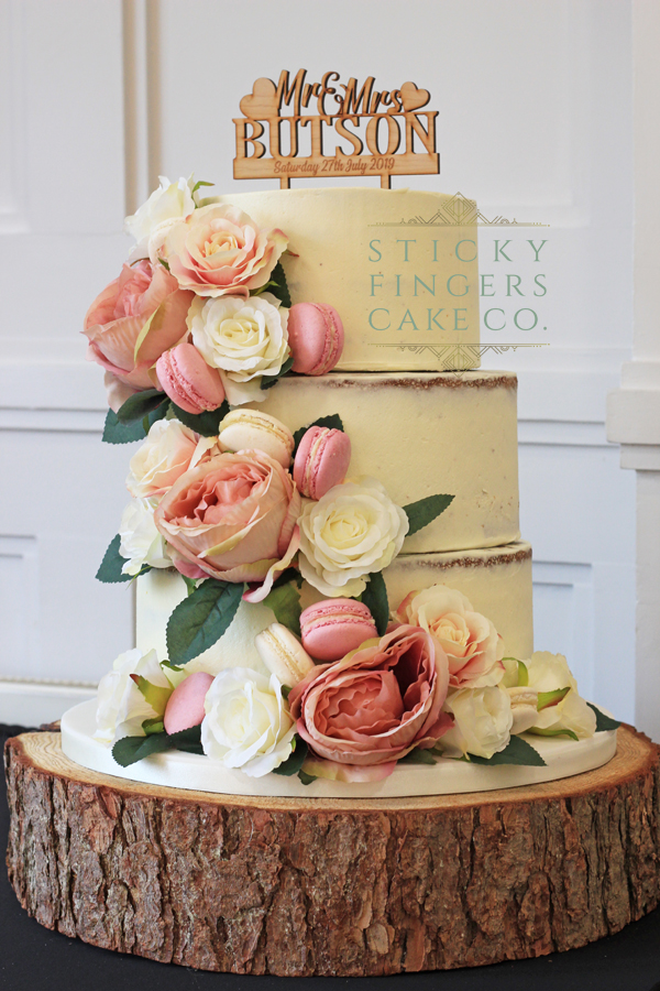 3 Tier Semi Naked Wedding Cake, Rayleigh – The Rayleigh Club, 27th July 2019