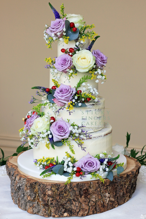 4 Tier Semi Naked Wedding Cake, Rochford – The Lawn, 27th July 2019