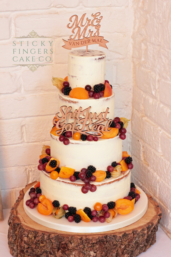 4 Tier Semi Naked Wedding Cake, Rayleigh – The Old Parish Rooms, 28th July 2019