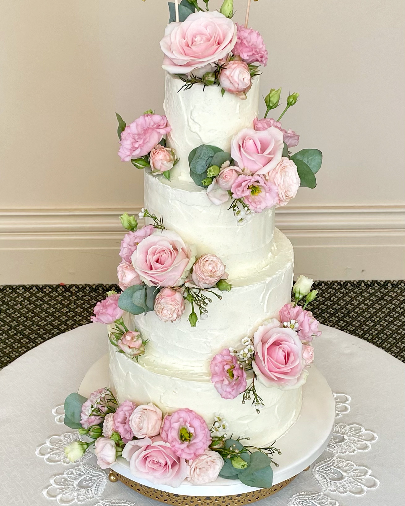 4-Tier Buttercream Wedding Cake, The Lawn – September 2021