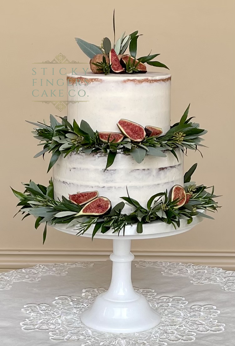 2-Tier Semi Naked Wedding cake displayed at The Lawn, Rochford