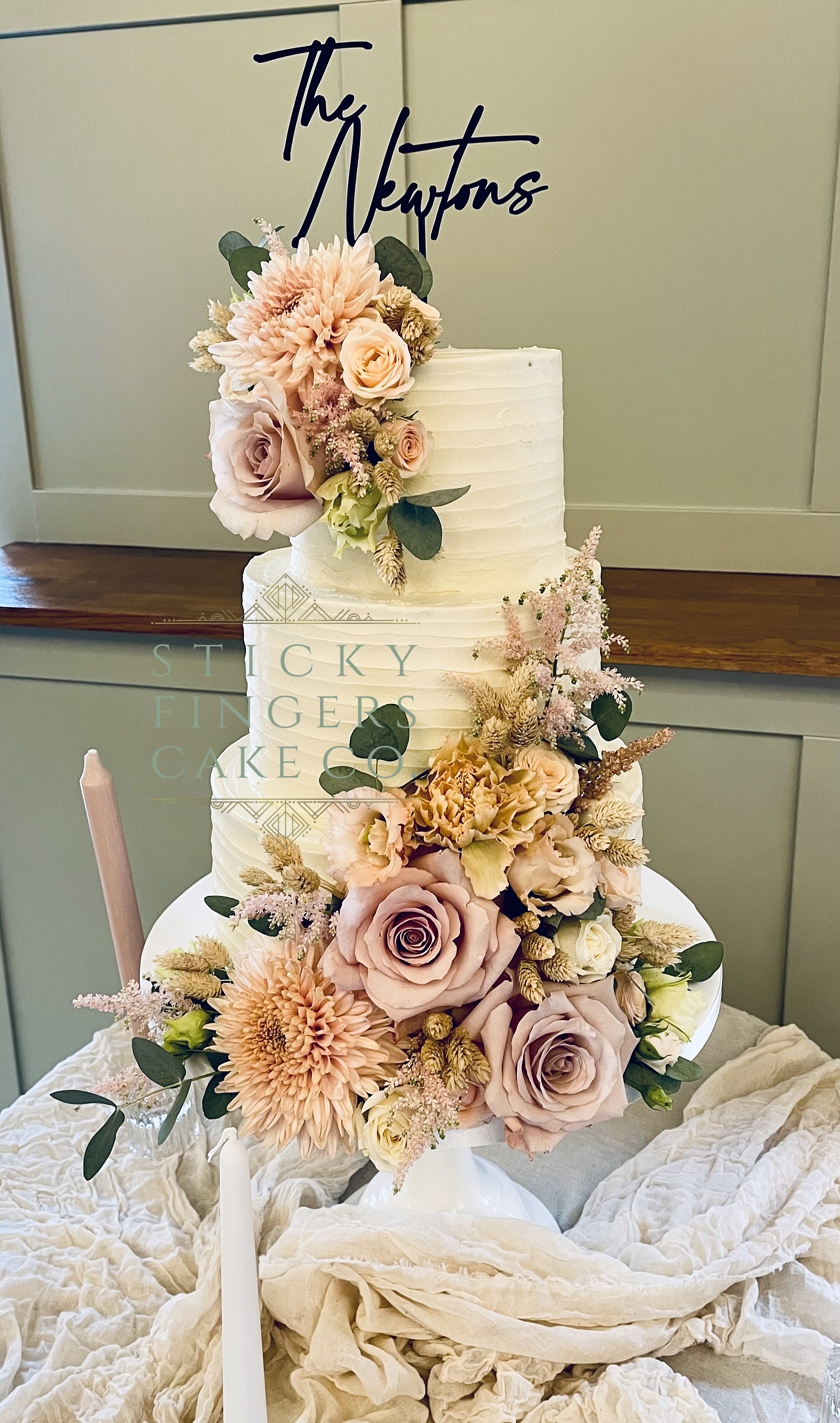 3-tier Buttercream Wedding Cake displayed at Apton Hall, Rochford