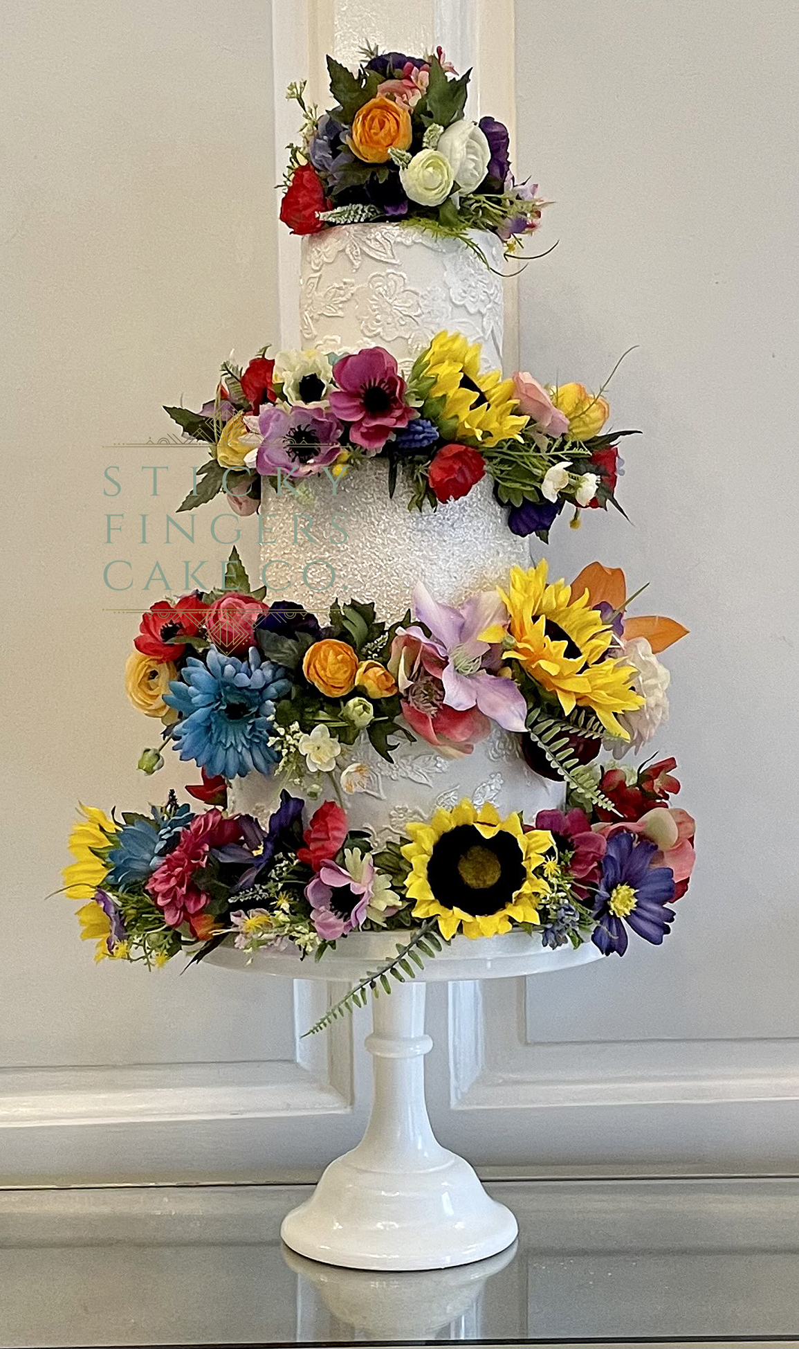 3-Tier Iced Wedding Cake displayed at Hutton Hall, Brentwood