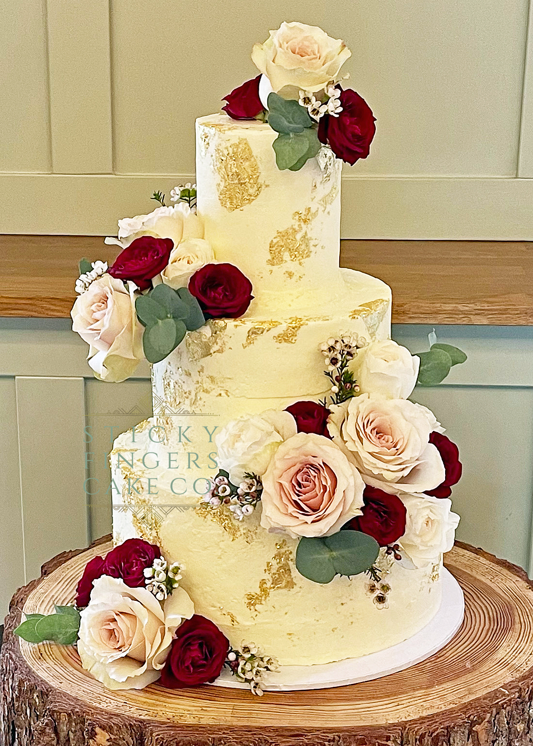 3-Tier Buttercream Wedding Cake displayed at Apton Hall, Rochford